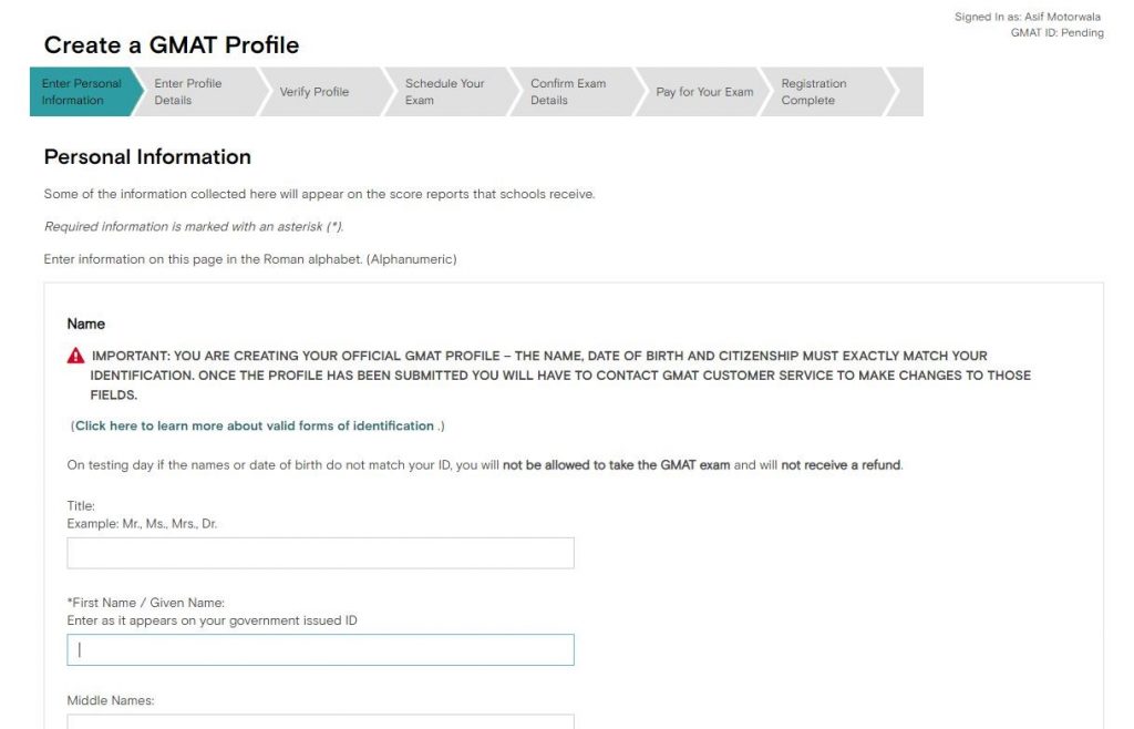 GMAT Test Center Booking Process