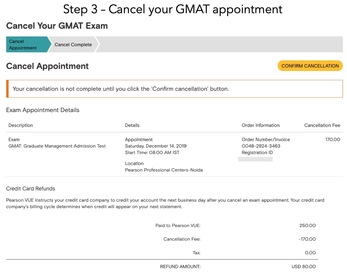 Cancel GMAT Step 3