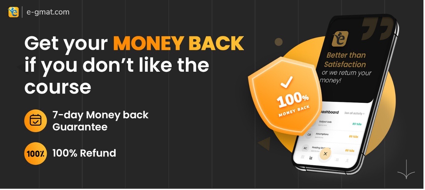 e-GMAT's 7-day Money-back Guarantee (100% Refund)