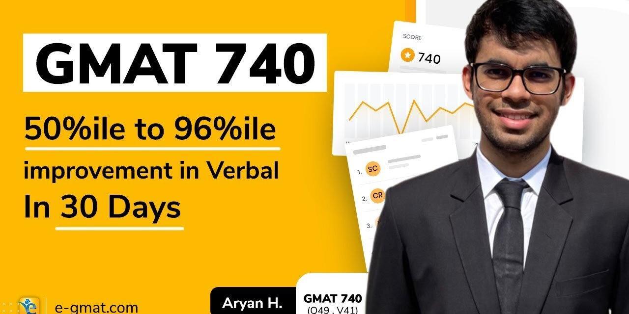 GMAT 740 in 3rd attempt | 96%ile in verbal powered by e-GMAT’s 30-Day Hyper-Specific Improvement plan