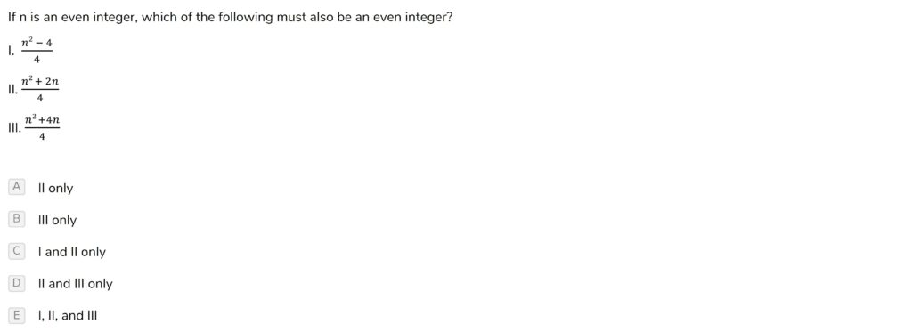 If n is an even integer, which of the following must also be an even integer?