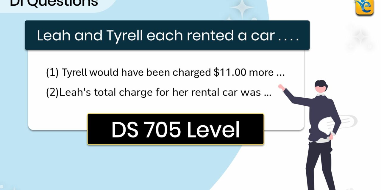 ­Leah and Tyrell each rented a car for 1 day | GMAT | DI | DS | Hard | GFE Mock